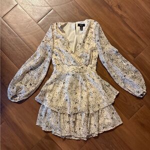 Japna Long Sleeve Dress with Cream and Black Speckle Design